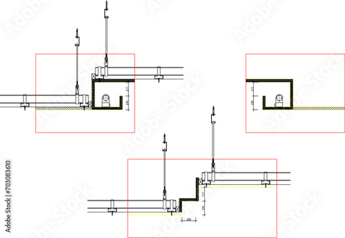 Vector design sketch illustration of ceiling detail with hangings and ornaments 