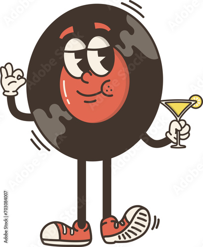 Vinyl Disc Record Funky Cartoon Character Retro Groovy Mascot