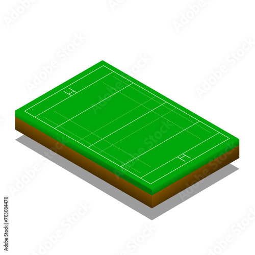 Illustration vector graphic of isolated isometric rugby field.