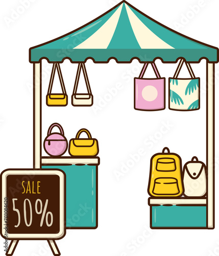 Stand Market Stall of Bags Sale Products Small Business Store Shop Front