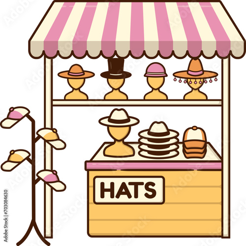 Stand Market Tent Stall of Hats Product Store Small Business Shop Front