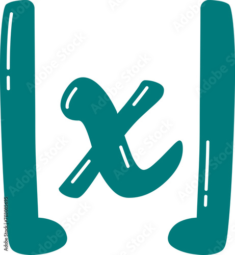 Cute Mathematic Letter X with Sign Floor Brackets Symbol [x], Math Subject Education