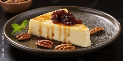 With its tantalizing aroma and ultrasmooth texture, this Japanese cheesecake unravels with grace, revealing a hidden gem of decadent caramelized pecans nestled underneath a goldenbrown crust.