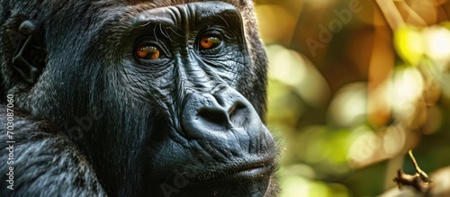 Observing the world, a gorilla from the West. photo