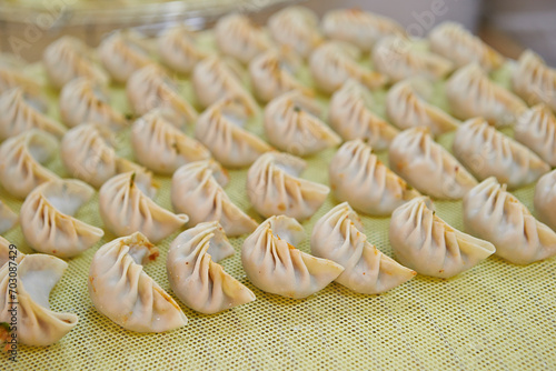 Handmade dumplings, dumplings in a steamer