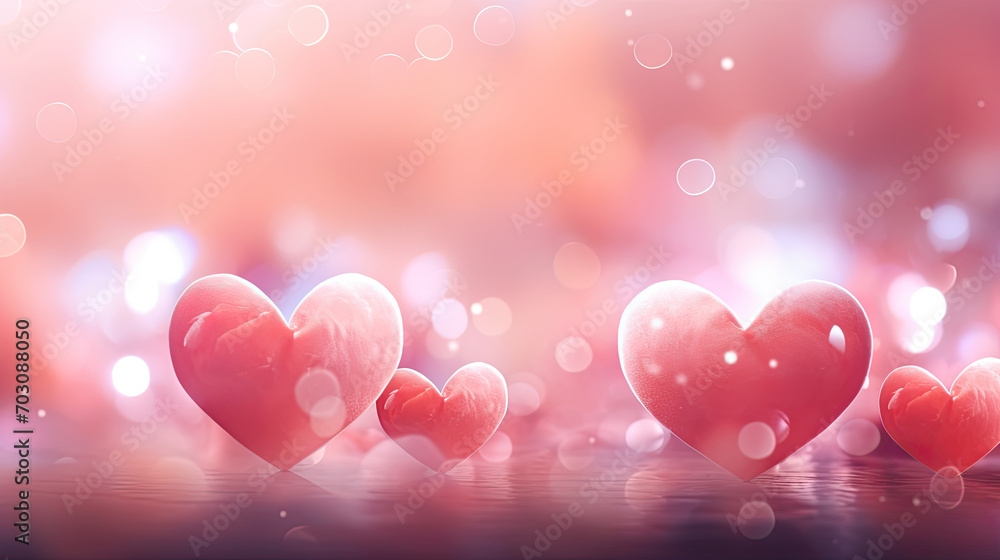 Valentine banner background, heart pink color