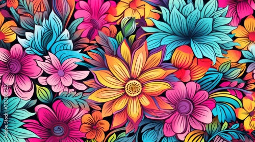 Vibrant and energetic flower pattern creating a lively backdrop