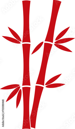 Red Bamboo Tree Asian Ornament Decorative for Lunar Day, Chinese New Year Plant Element
