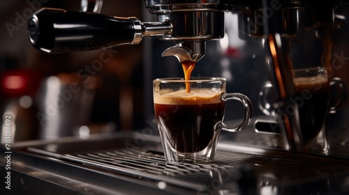 Espresso shot being pulled, showcasing the mechanics of coffee extraction