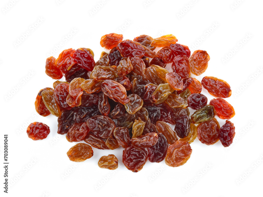 heap of red raisins isolated on white background heap of red raisins isolated on white background