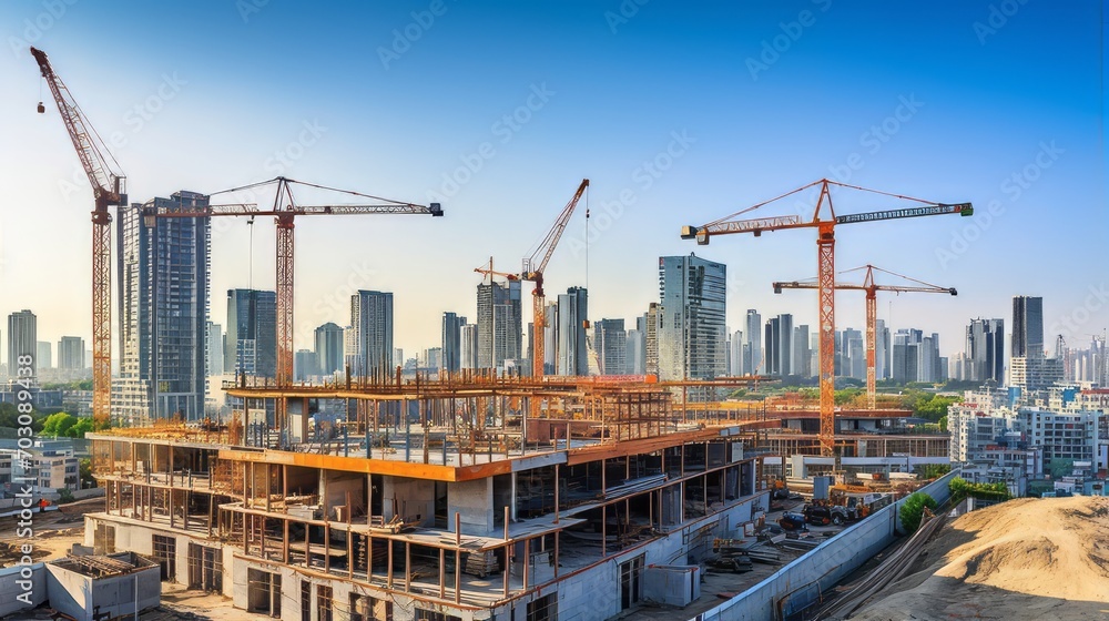 The growth of a city with new construction projects The growth of a city with new construction projects