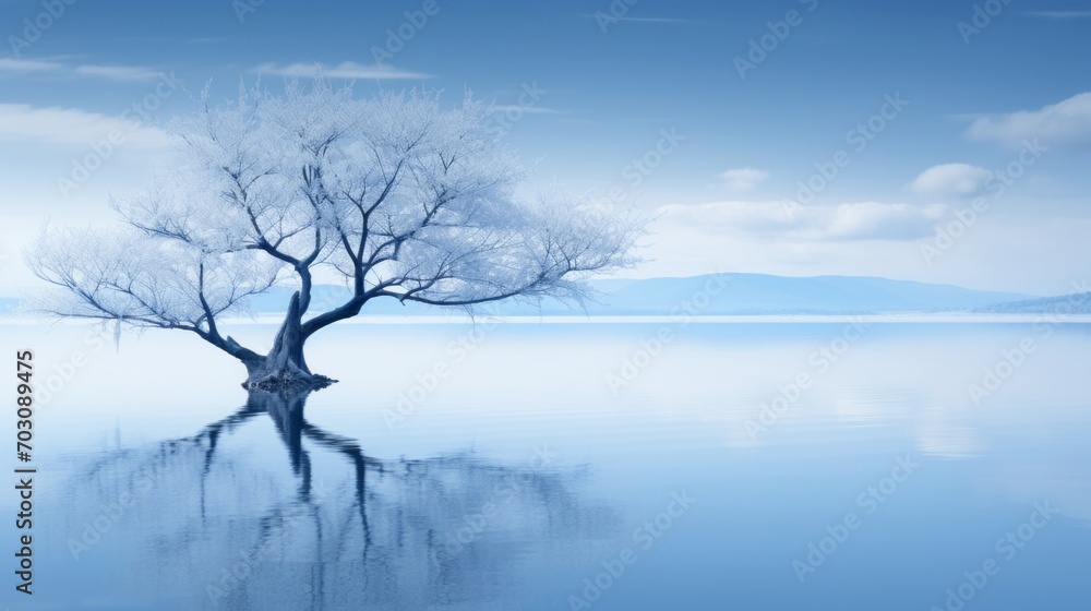 Tranquil blue scene, invoking a sense of relaxation and peace Tranquil blue scene, invoking a sense of relaxation and peace