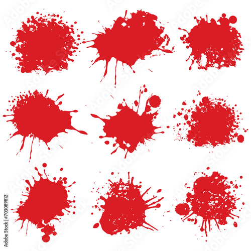 Collection of blood spots. Blood splash