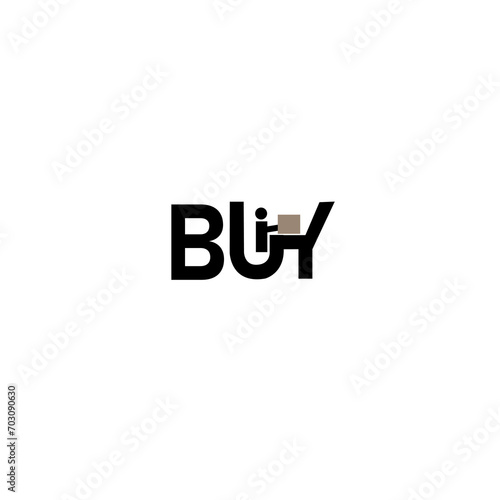 illustration of the word buy with a picture of a shopping person