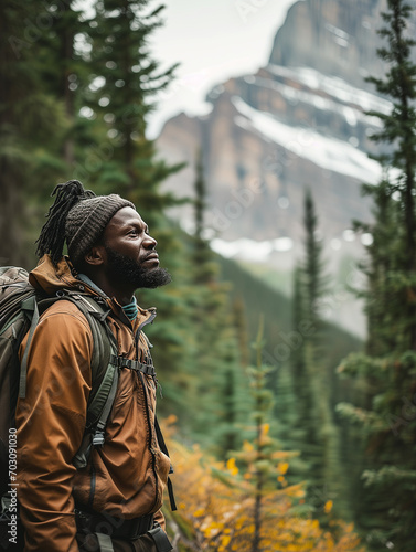 A Photo Of An African American Man Hiking In The Canadian Rockies