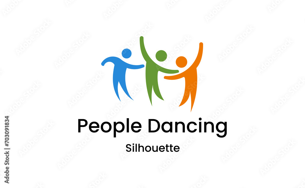 Obraz premium people dancing logo. human fun celebration silhouette vector