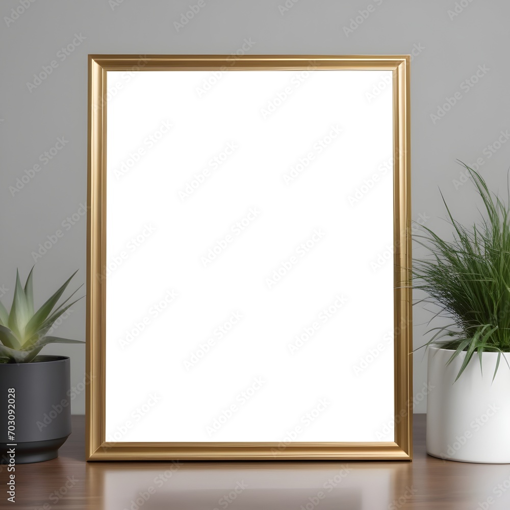 Breakfast is still alive. empty picture frame on the table. Vase with decorative plants. Elegant work space, home office concept. Breakfast is still alive. empty picture frame on the table. Vase with decorative plants. Elegant work space, home office concept.