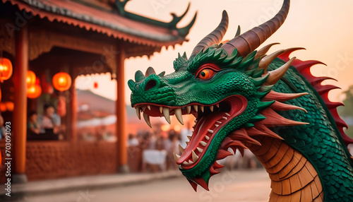 Wallpaper Mural Colorful wooden carved dragon symbol of the Chinese New Year Torontodigital.ca