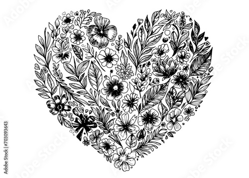 flowers and leaves in shape of heart