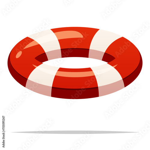 Inflatable rubber lifebuoy vector isolated illustration