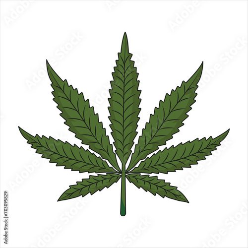 Weed bud, marijuana, medical bud, cannabis isolated on white background. Vector illustration in catroon style. Cannabis leaf. 