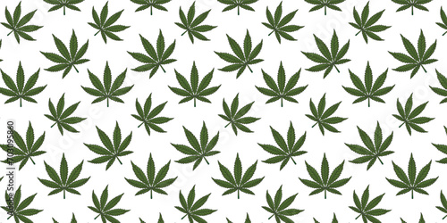 Seamless pattern with marijuana leaf. Cannabis background. 