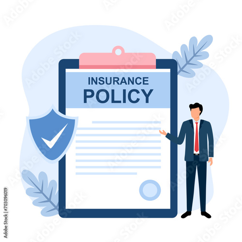 Insurance broker offers life, home, car, and savings insurance. Insurance policy.