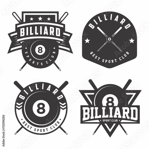Billiard logo collection, emblem set collections. Billiard logo badge template bundle