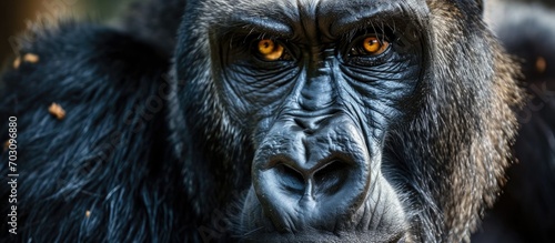 Intense gorilla gaze photo