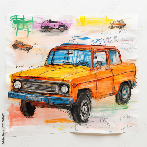 Kids drawing of a car by Generative AI