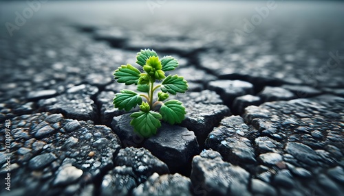 green sprout on the dry ground