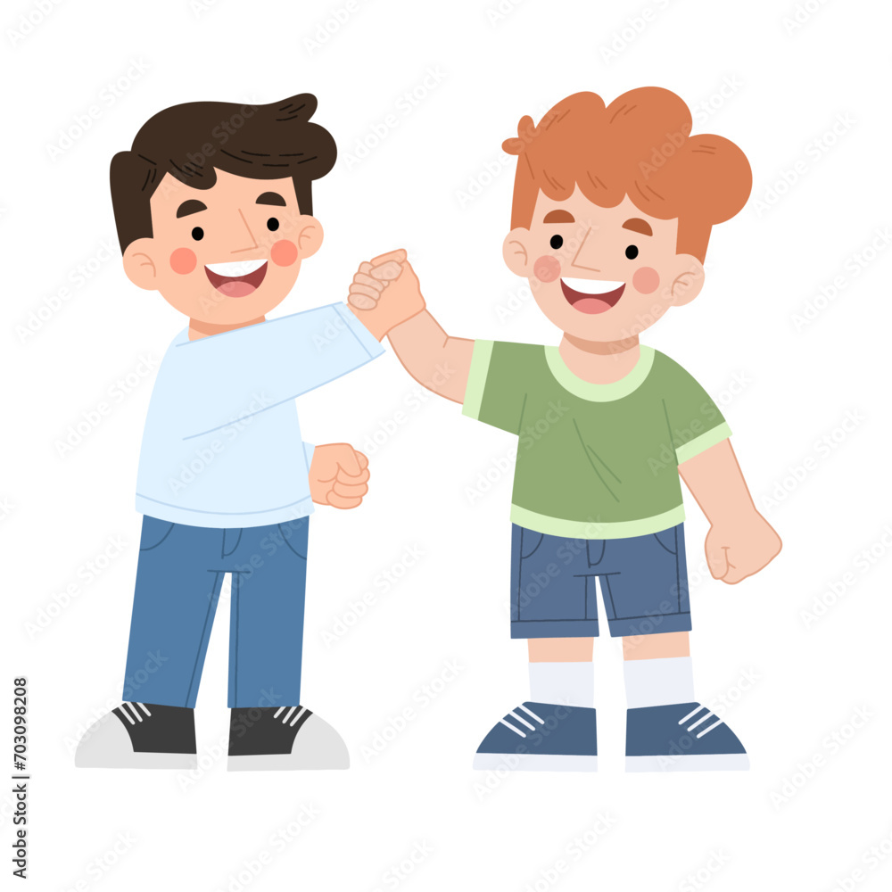 Boys high five together vector illustration Boys high five together vector illustration