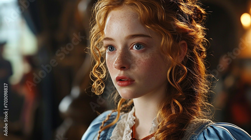 Porträt eines schönen jungen Mädchens mit langen Haaren und blauen Augen