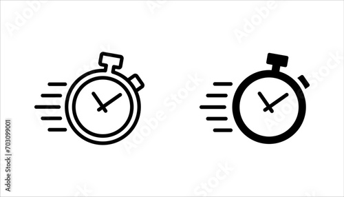 quick time icon set, fast deadline, vector illustration on white backgrond photo