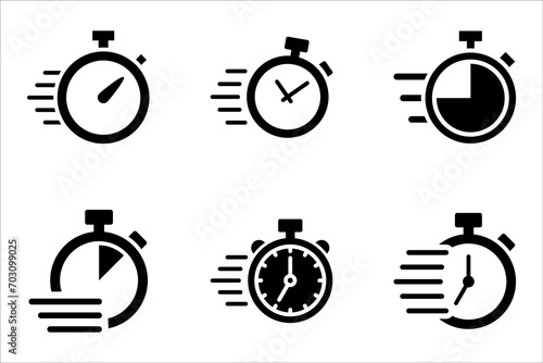 quick time icon set, fast deadline, vector illustration on white backgrond photo