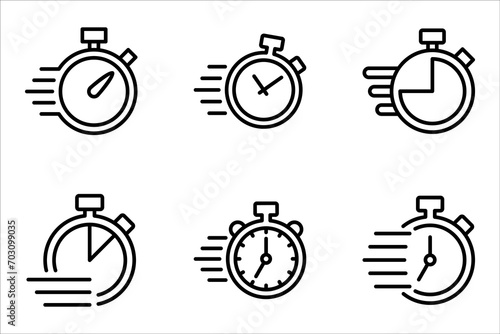 quick time icon set, fast deadline, vector illustration on white backgrond