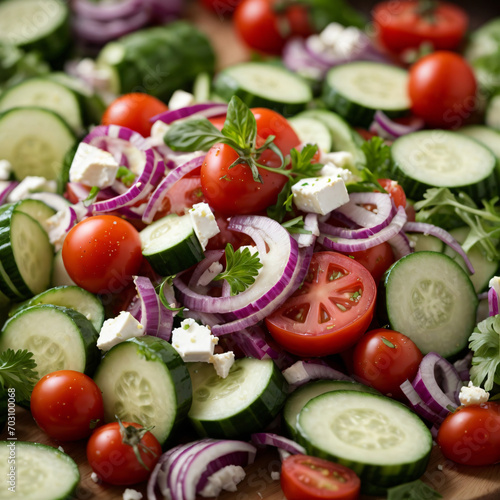 Refreshing Cucumber Tomato Salad - Crisp Vegetables with Zesty Feta