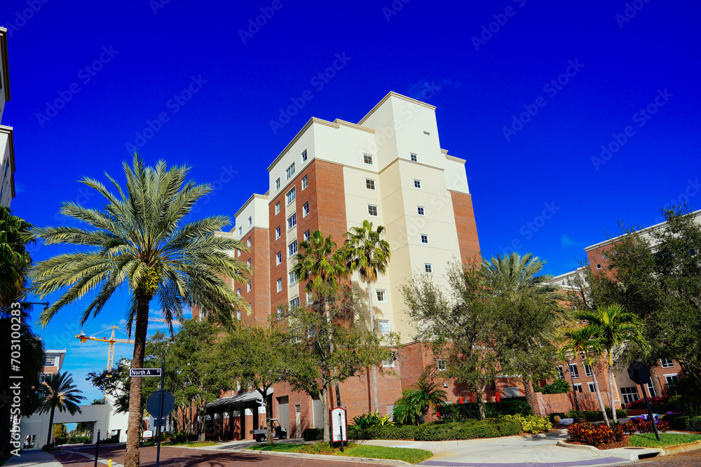 Tampa, Florida USA - Jan 03, 2024: the Building of University of Tampa, a medium-sized private university offering more than 200 programs of study, located at Tampa Downtown