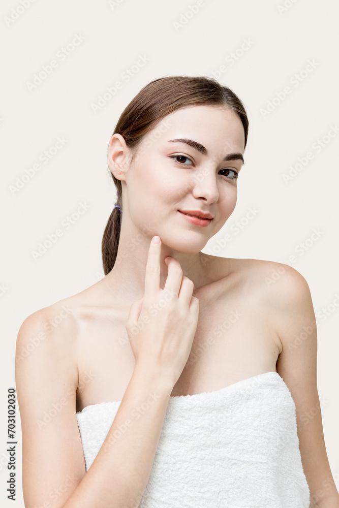 portrait young beauty women in towel for spa cosmetics facial and body healthcare treatment model vertical shot portrait young beauty women in towel for spa cosmetics facial and body healthcare treatment model vertical shot