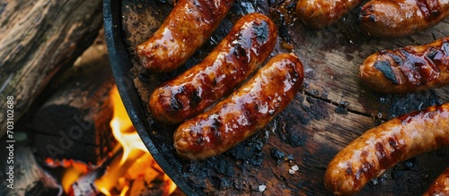 Barbecue-cooked sausages