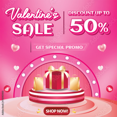 Valentine February Big sale banner discount promotion flyer background payday social media 4