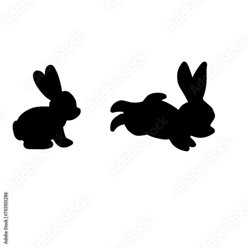 Siluet kelinci Paskah terisolasi pada latar belakang putih. Set kelinci siluet yang berbeda untuk penggunaan desain. photo