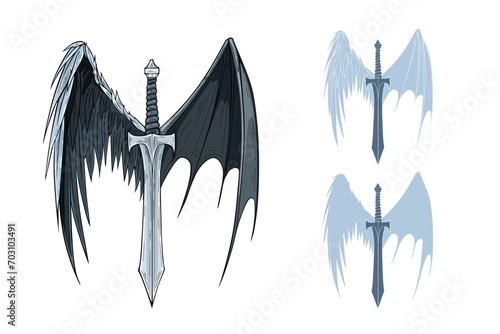 Sword Blade with Wings, vector illustration