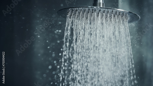 A shower head with water coming out of it