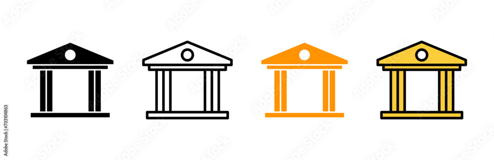 Bank icon set vector. Bank sign and symbol, museum, university Bank icon set vector. Bank sign and symbol, museum, university