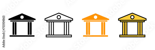 Bank icon set vector. Bank sign and symbol, museum, university