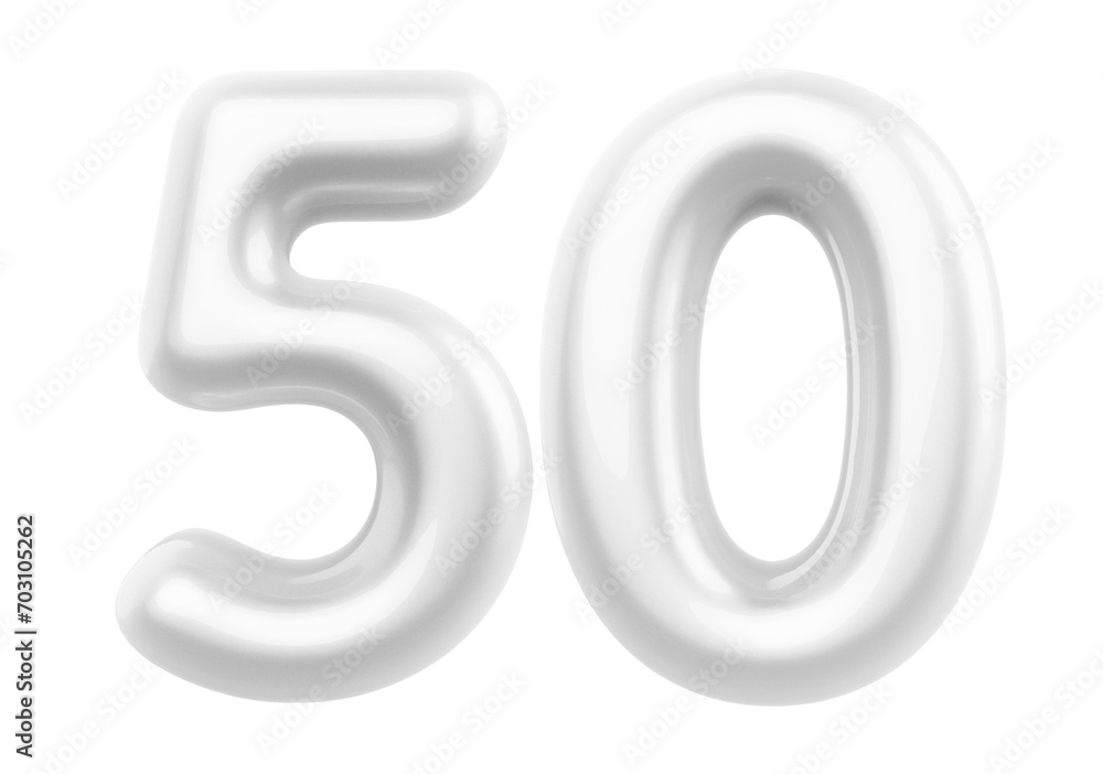 White Bubble Number 50 luxury render White Bubble Number 50 luxury render