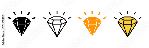 Diamond icon set vector. diamond gems sign and symbol