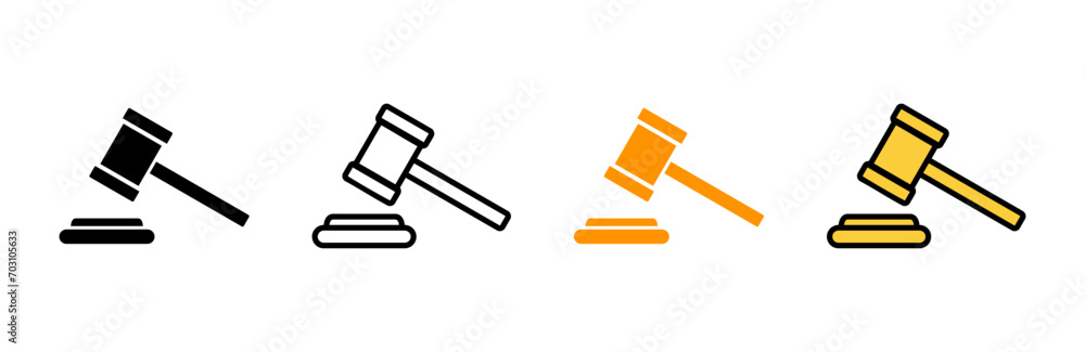 Gavel icon set vector. judge gavel sign and symbol. law icon. auction hammer