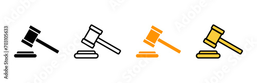 Gavel icon set vector. judge gavel sign and symbol. law icon. auction hammer